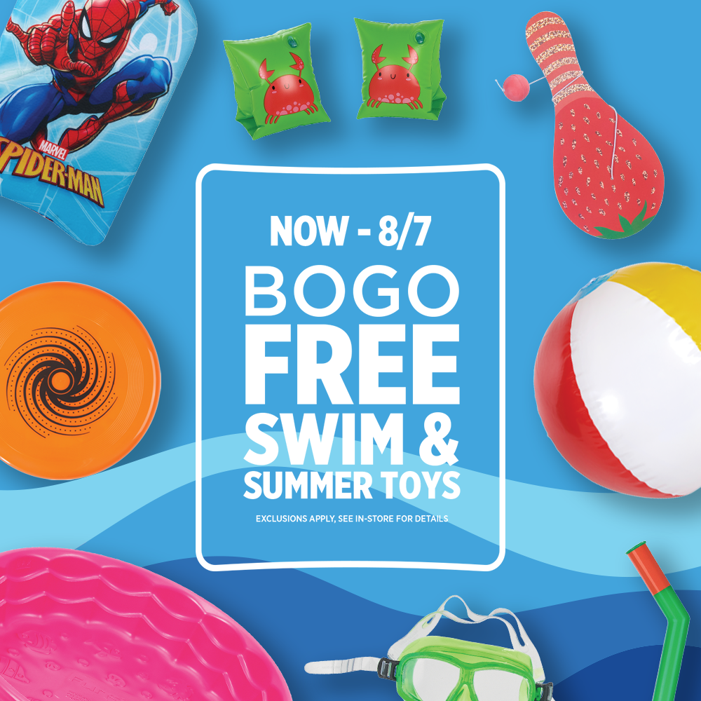 BOGO Free Swim & Summer Toys, Now - 8/7